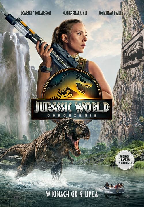 Plakat filmu "JURASSIC WORLD:ODRODZENIE" (2025) nowa część kultowej serii, premiera 4 lipca w GOKINO OŁAWA.