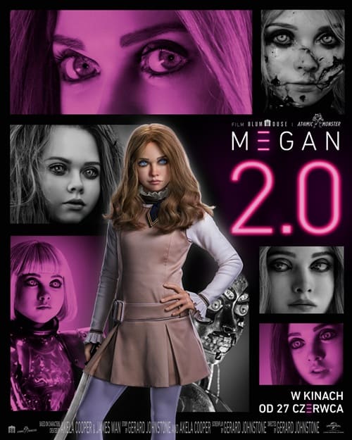 Plakat filmu "M3GAN 2.0" (2025) druga część filmu o zabójczym robocie. Premiera 27 czerwca w GO KINO Oława.