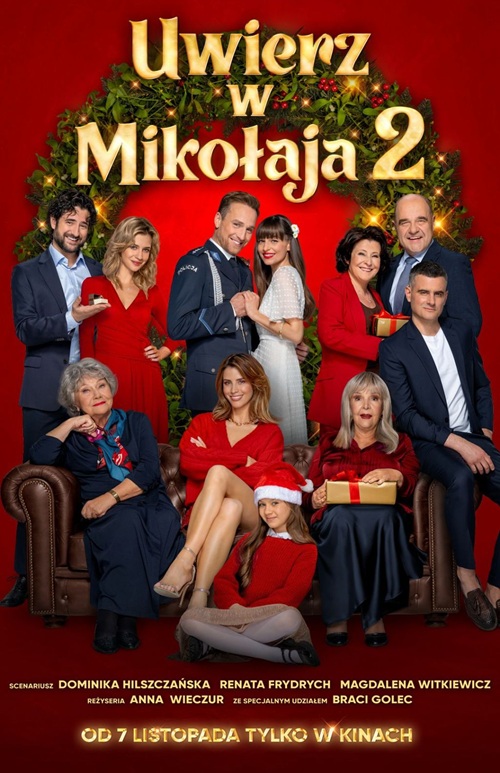 Plakat filmu "Uwierz w Mikołaja 2" (2025). Druga część komedii, święta zaczynają się w kine! Premiera 7 listopada 2025 w GO KINO Oława!