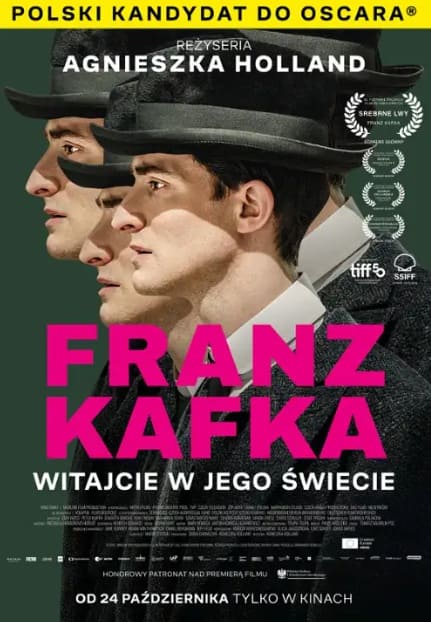 Plakat filmu "Franz Kafka" (2025) - film Agnieszki Holland, Portret literackiej ikony XX wieku, której życie i twórczość wciąż inspirują i poruszają kolejne pokolenia. Premiera 24 października.