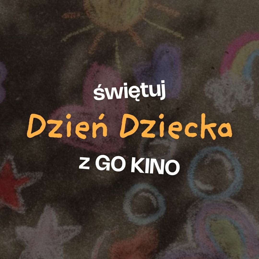 Grafika „Świętuj Dzień Dziecka z GO KINO” – kolorowe rysunki kredą na chodniku